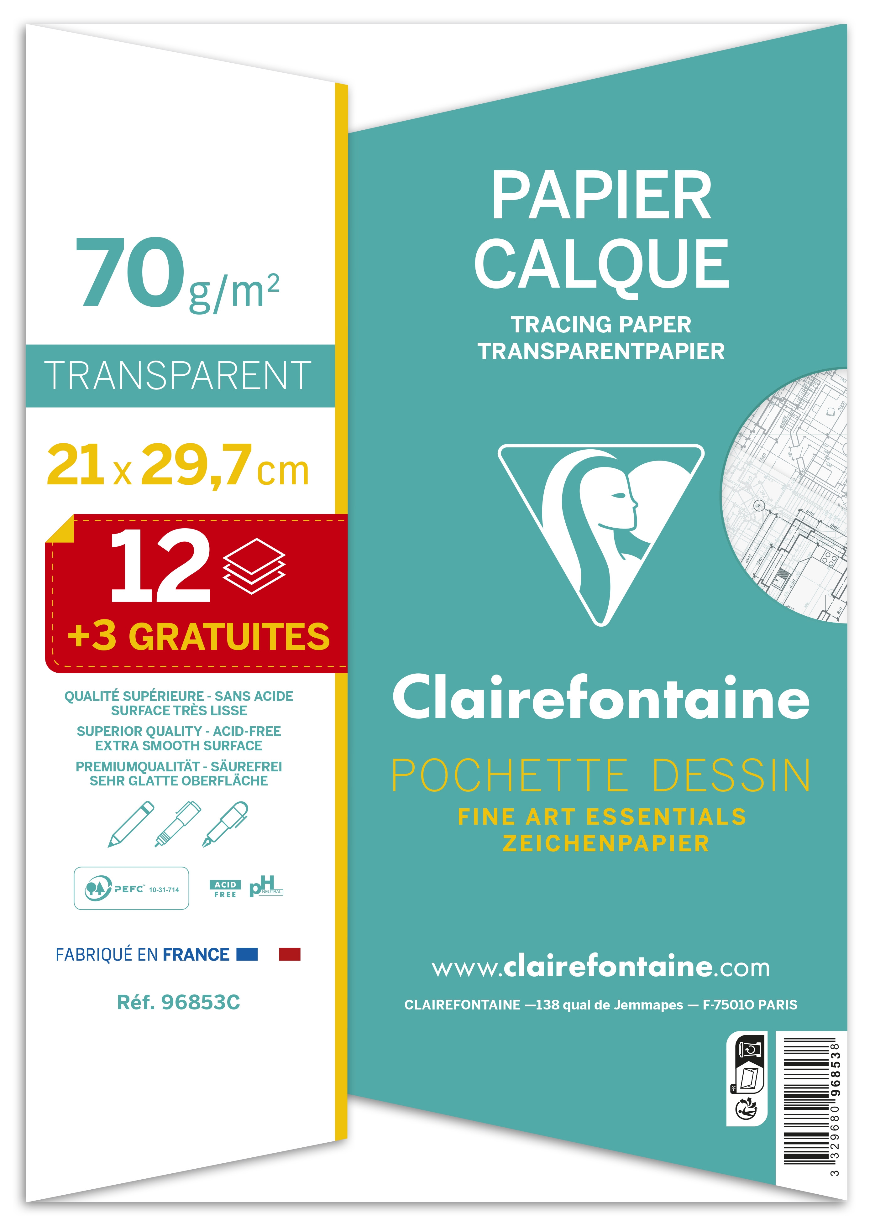 Pochette Calque A4 12+3F 70g spéciale rentrée des classes