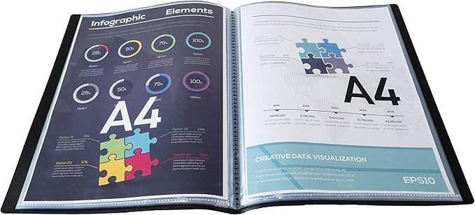 EXACOMPTA Protege-documents en polypropylene 5/10e OPAK pochettes Cristal 60 vues - A4 - Noir