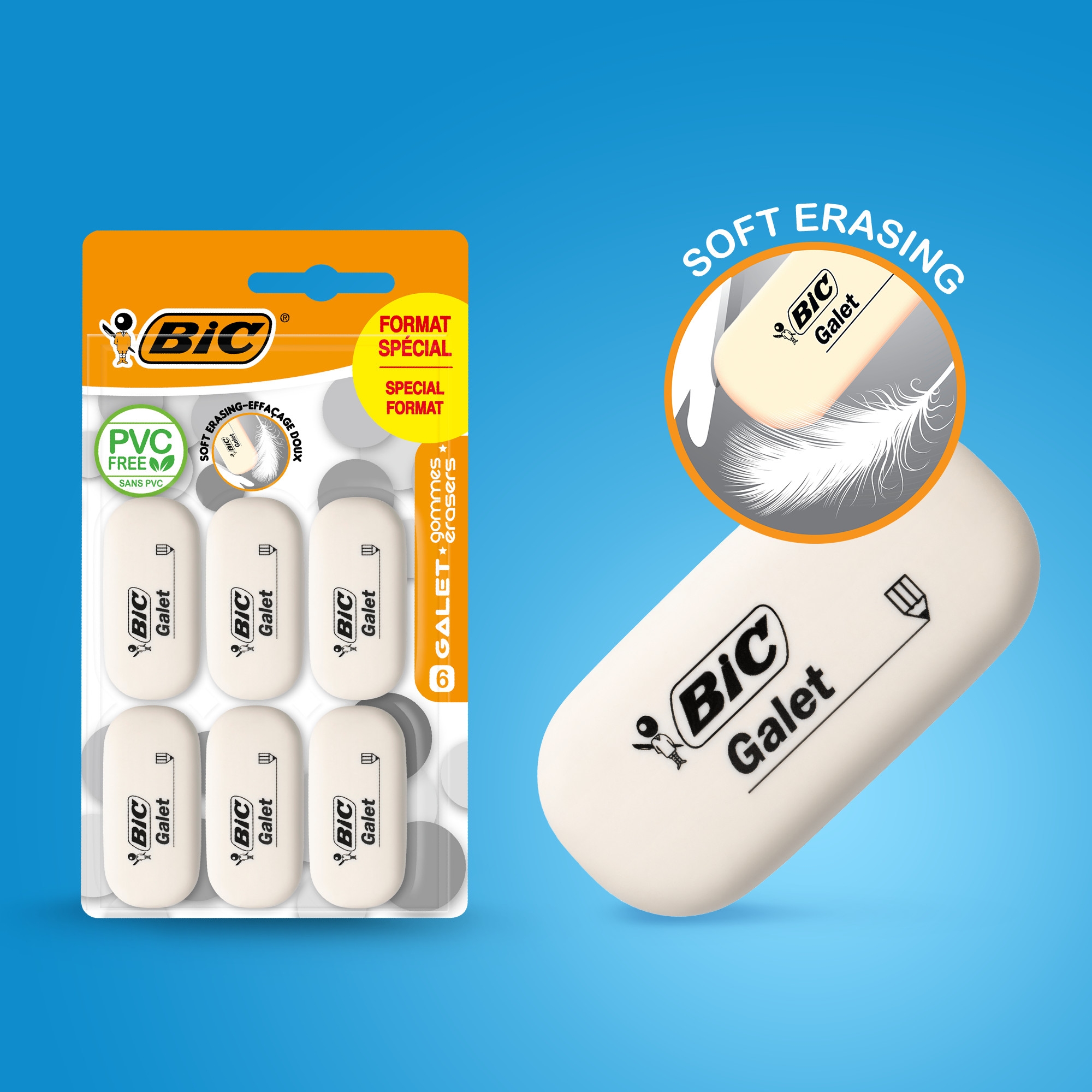 BIC Kit de fournitures scolaires pour écolier avec 1 compas d’apprentissage, 3 instruments de géométrie, 10 crayons graphite, 1 taille-crayon et 6 gommes - Pack de 21