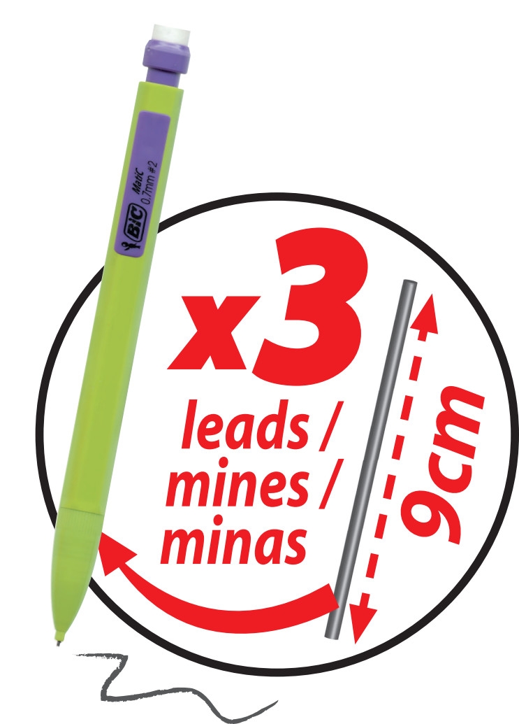 BIC Matic Fun Porte-Mines 0,7 mm HB - Couleurs Assorties, Pochette de 5