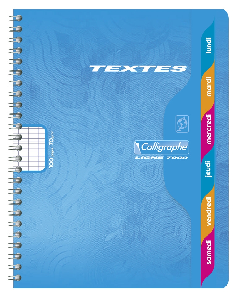 Cahier de textes reliure intégrale 7000 17x22 cm 148 pages grands carreaux 70 g