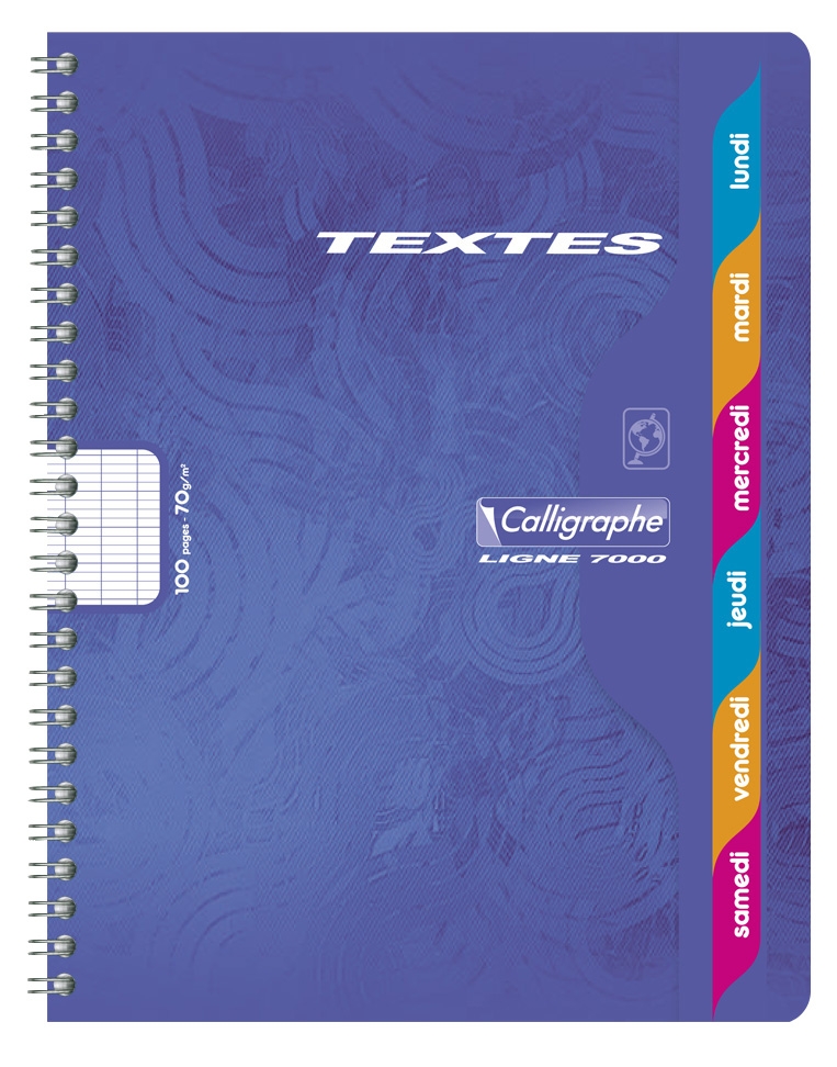 Cahier de textes reliure intégrale 7000 17x22 cm 148 pages grands carreaux 70 g