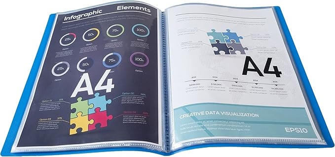 EXACOMPTA Protege-documents en polypropylene 5/10e OPAK pochettes Cristal 100 vues - A4 - Bleu clair