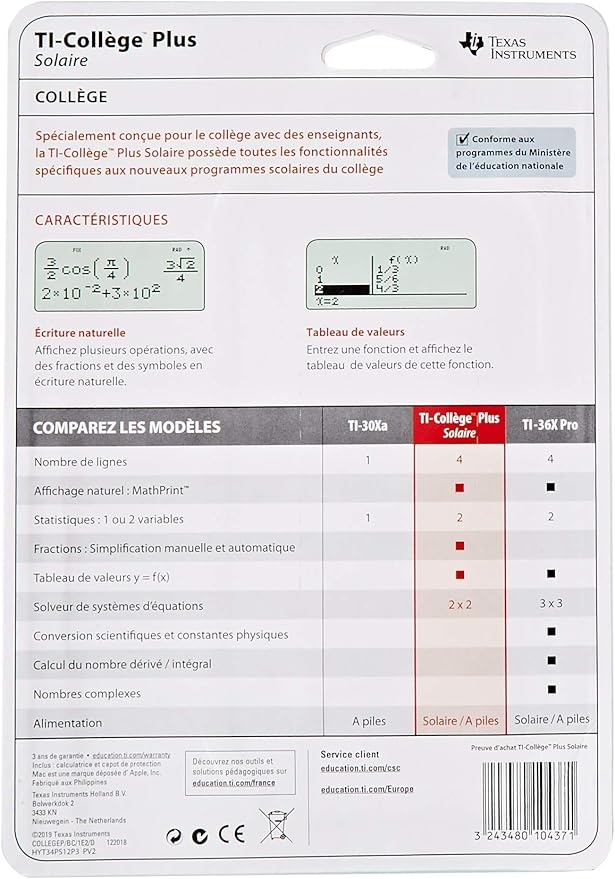 TEXAS INSTRUMENTS Calculatrice scientifique TI-College Plus