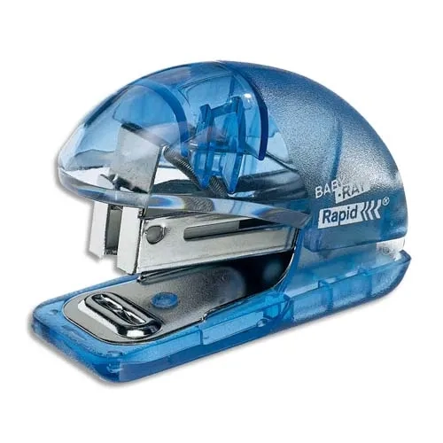 RAPID Mini agrafeuse Baby Ray F4. Agrafes 24/6 et 26/6. 10 feuilles. Bleu transparent