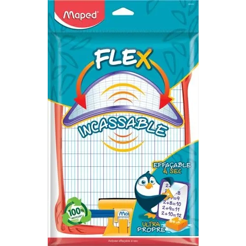 MAPED Kit ardoise blanche incassable + feutre et effaceur - double face grds carreaux - plusieurs coloris