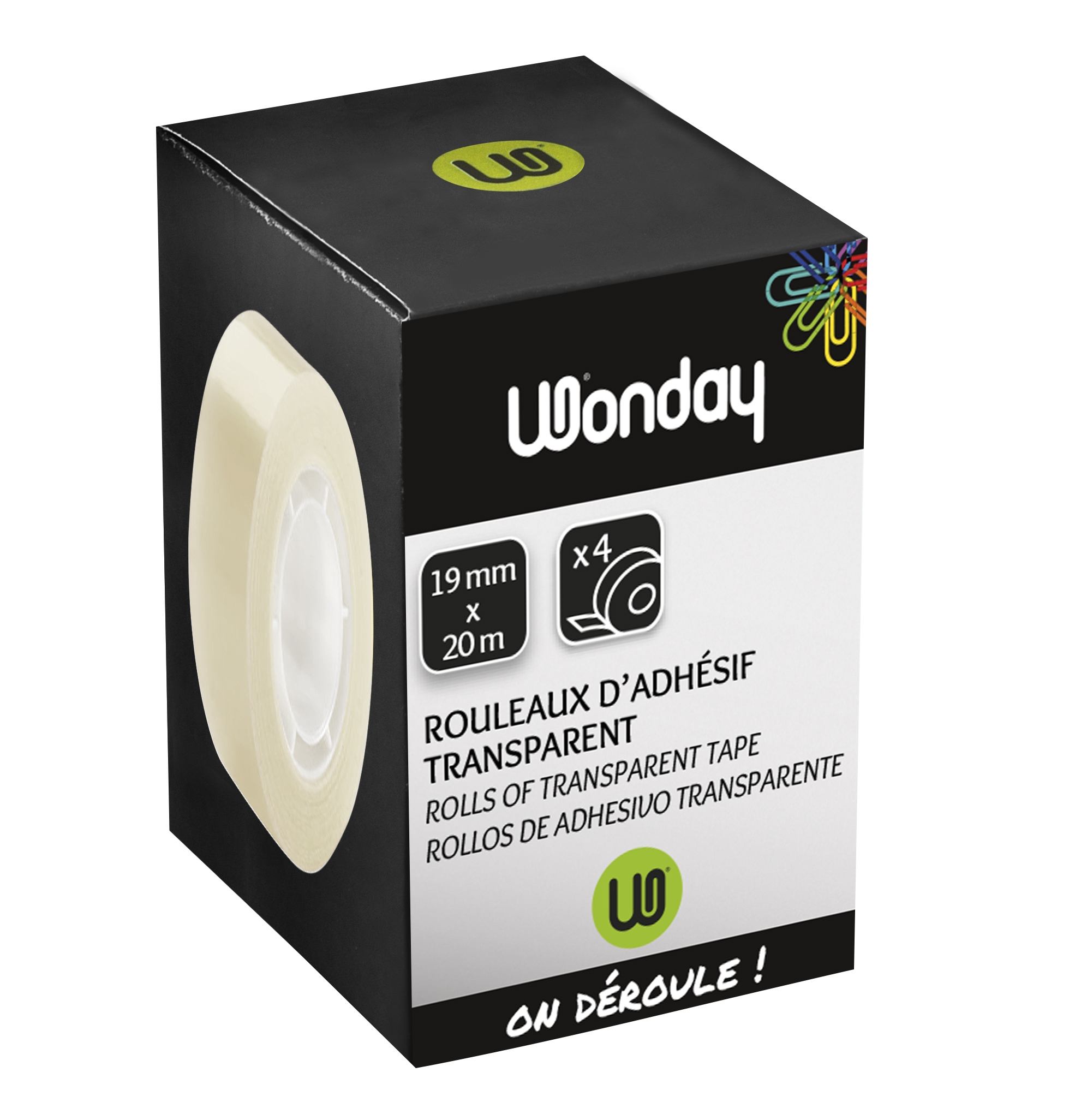 WONDAY Boite de 4 rouleaux adhésif 19x 20