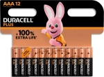 DURACELL Piles alcalines AAA Plus 100%, 1,5V LR03 MN2400, lot de 12 piles