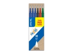 PILOT Set de 6 recharges pour roller FriXion Ball. Pointe moyenne 0,7 mm. Encre gel.